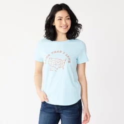 Women's Sonoma Goods For Life® Patriotic Graphic Tee -Outlet Clothiza Store 5757625 Light Blue Map