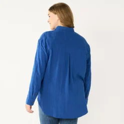 Plus Size Sonoma Goods For Life® Relaxed Button Down Shirt -Outlet Clothiza Store 5761363 ALT
