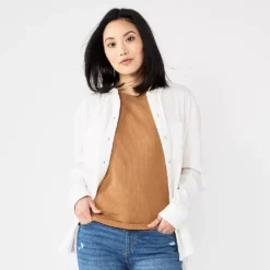 Women's Sonoma Goods For Life® Relaxed Button Down Shirt -Outlet Clothiza Store 5763233 White Gauze