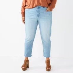 Plus Size Sonoma Goods For Life® Premium High-Waisted Boyfriend Jeans -Outlet Clothiza Store 5780060 Light Wash
