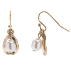 Sonoma Goods For Life® Pearl & Hammered Teardrop Earrings