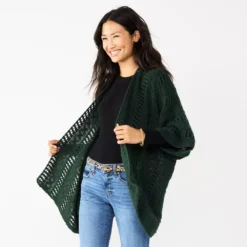 Women's Sonoma Goods For Life® Open Knit Kimono -Outlet Clothiza Store 5796217 Pine Green