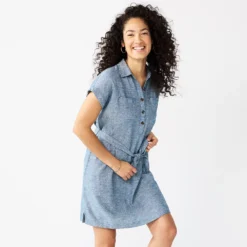 Women's Sonoma Goods For Life® Henley Shirt Dress -Outlet Clothiza Store 5804278 Blue
