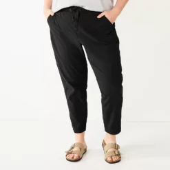 Plus Size Sonoma Goods For Life® Paperbag Waist Capri Pants -Outlet Clothiza Store 5812634 Black