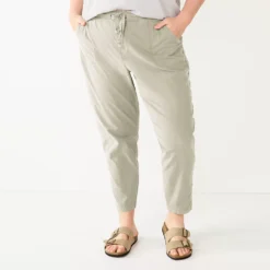 Plus Size Sonoma Goods For Life® Paperbag Waist Capri Pants -Outlet Clothiza Store 5812634 Light Gray