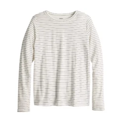 Women's Sonoma Goods For Life® Adaptive & Easy Dressing Everyday Long Sleeve Top -Outlet Clothiza Store 5816132 Black White Stripe