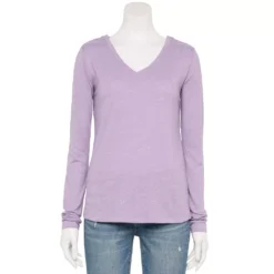 Women's Sonoma Goods For Life® Everyday Adaptive & Easy Dressing V-Neck Long Sleeve Top -Outlet Clothiza Store 5816145 Light Purple