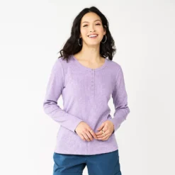 Women's Sonoma Goods For Life® Essential Henley Top -Outlet Clothiza Store 5816147 Light Purple