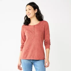 Women's Sonoma Goods For Life® Essential Henley Top -Outlet Clothiza Store 5816147 Mauve