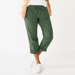 Women's Sonoma Goods For Life® Paperbag Waist Capri Pants -Outlet Clothiza Store 5817195 Olive Green