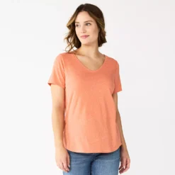 Women's Sonoma Goods For Life® Essential V-Neck Tee -Outlet Clothiza Store 5824995 Coral