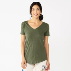 Women's Sonoma Goods For Life® Essential V-Neck Tee -Outlet Clothiza Store 5824995 Olive