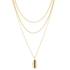 Sonoma Goods For Life® Gold Tone 3 Row Multi Chain Semi Bar Teardrop Pendant Necklace
