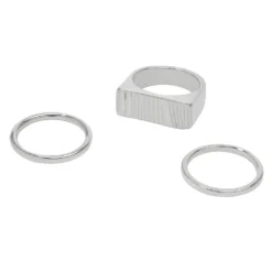 Sonoma Goods For Life® Silver Tone Wavy Textured Rectangular Statement Ring Set