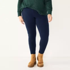 Plus Size Sonoma Goods For Life® Essential Mid-Rise Leggings -Outlet Clothiza Store 5840241 Navy