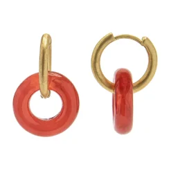 Sonoma Goods For Life® Gold Tone Round Orange Resin Link Huggie Drop Earrings