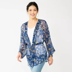 Women's Sonoma Goods For Life® Folk Bloom Short Belted Kimono