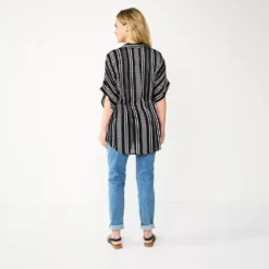 Women's Sonoma Goods For Life® Striped Tie-Front Ruana -Outlet Clothiza Store 5878386 ALT