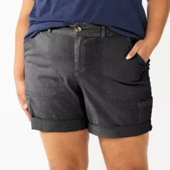 Plus Size Sonoma Goods For Life® Comfort Waist Utility Bermuda Shorts -Outlet Clothiza Store 5927089 Black