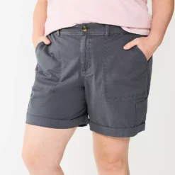 Plus Size Sonoma Goods For Life® Comfort Waist Utility Bermuda Shorts -Outlet Clothiza Store 5927089 Dark Gray
