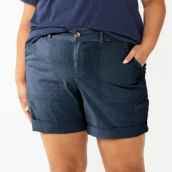 Plus Size Sonoma Goods For Life® Comfort Waist Utility Bermuda Shorts -Outlet Clothiza Store 5927089 Navy