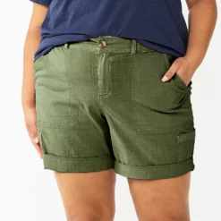 Plus Size Sonoma Goods For Life® Comfort Waist Utility Bermuda Shorts -Outlet Clothiza Store 5927089 Olive