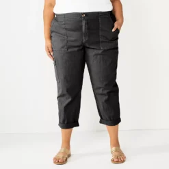 Plus Size Sonoma Goods For Life® Cargo Utility Capri Pants -Outlet Clothiza Store 5927176 Black