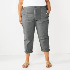 Plus Size Sonoma Goods For Life® Cargo Utility Capri Pants -Outlet Clothiza Store 5927176 Dark Gray