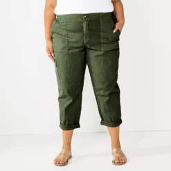 Plus Size Sonoma Goods For Life® Cargo Utility Capri Pants -Outlet Clothiza Store 5927176 Olive