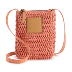Sonoma Goods For Life® Straw Phone Crossbody Bag -Outlet Clothiza Store 5931659 Dark Natural Salmon
