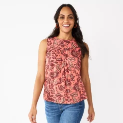 Women's Sonoma Goods For Life® Yoke Front Top -Outlet Clothiza Store 5945393 Berry Floral
