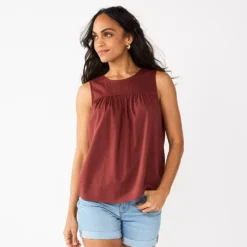 Women's Sonoma Goods For Life® Yoke Front Top -Outlet Clothiza Store 5945393 Maroon