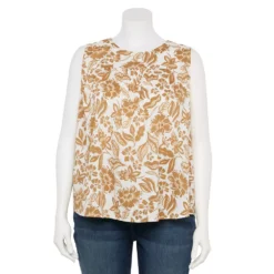 Plus Size Sonoma Goods For Life® Yoke Front Tank -Outlet Clothiza Store 5953566 Neutral Floral