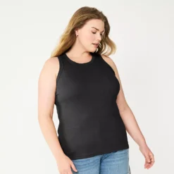 Plus Size Sonoma Goods For Life® High Neck Layering Tank -Outlet Clothiza Store 5955408 Black