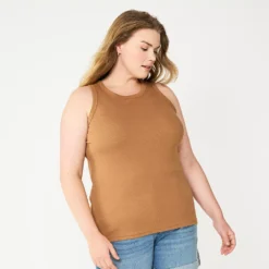 Plus Size Sonoma Goods For Life® High Neck Layering Tank -Outlet Clothiza Store 5955408 Brown