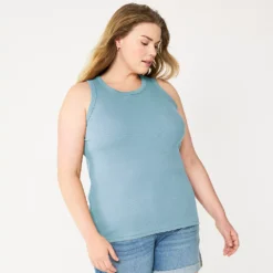 Plus Size Sonoma Goods For Life® High Neck Layering Tank -Outlet Clothiza Store 5955408 Sky Blue