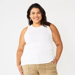 Plus Size Sonoma Goods For Life® High Neck Layering Tank -Outlet Clothiza Store 5955408 White
