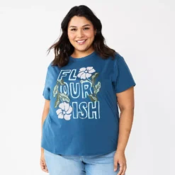 Plus Size Sonoma Goods For Life® Relaxed Graphic Tee -Outlet Clothiza Store 5988101 Blue Flourish