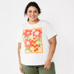 Plus Size Sonoma Goods For Life® Relaxed Graphic Tee -Outlet Clothiza Store 5988101 Red Floral
