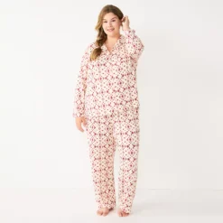 Plus Size Sonoma Goods For Life® Knit Pajama Shirt & Pajama Pants Sleep Set