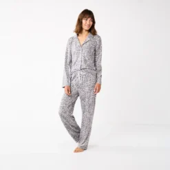Women's Sonoma Goods For Life® Knit Pajama Shirt & Pajama Pants Sleep Set -Outlet Clothiza Store 6076381 ALT2